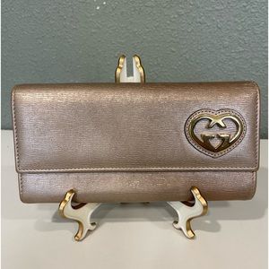 Gucci Pre-owned Metallic Beige Leather Lovely Continental Pre-owned) Wallet